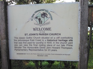 Welcome sign to St. John's Parish Church (Traveltineraries)